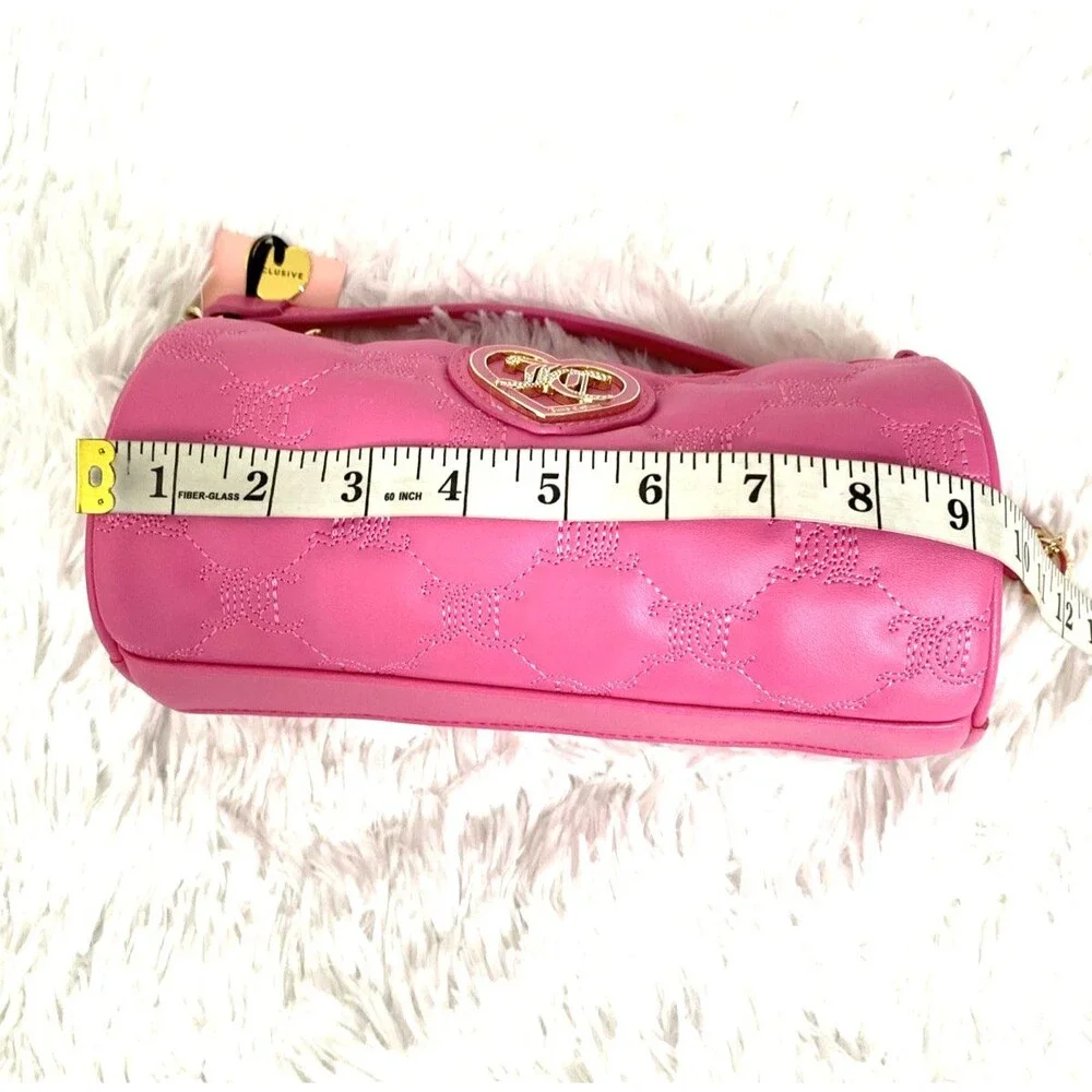 Juicy Couture Bag Pink Rhinestone Logo Barrel Shoulder Bag Handbag Purse